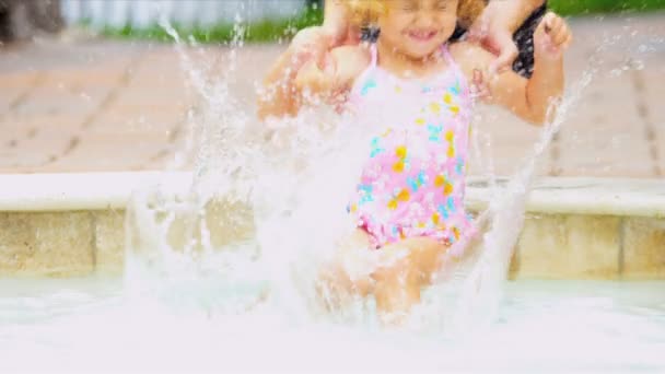 Cute Little Blonde Girl Swimsuit — Stock Video