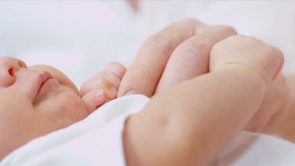 Newborn Baby Held by Young Mother — Stock Video