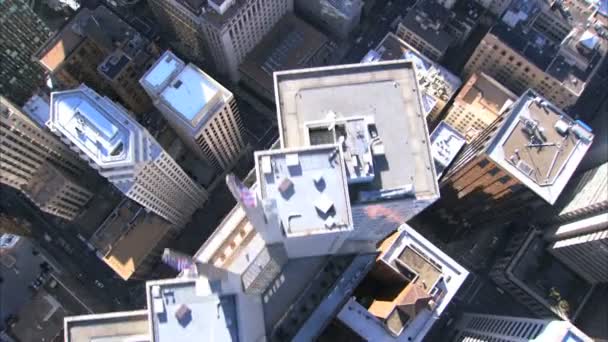 Aerial vertical view of rooftop skyscrapers of San Francisco — Stock Video