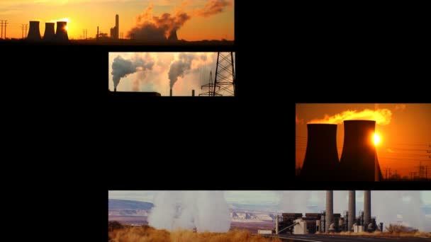 Montagem de clipes que mostram fontes de poluição pesada — Vídeo de Stock