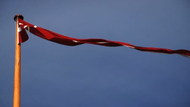 Estrecho banderín soplando en el viento — Vídeos de Stock