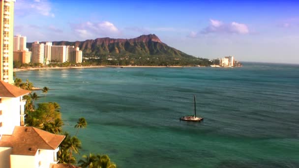 Diamond Head & Waikiki Beach — Vídeo de Stock