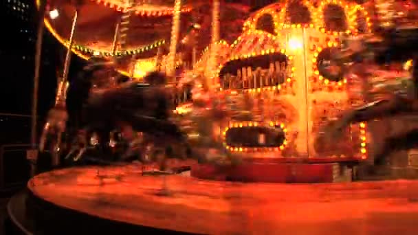 Fairground carousel at night in London at Christmas — Stock Video