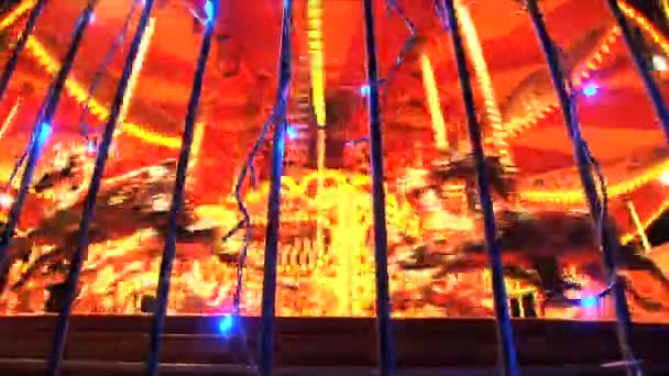 Fairground carousel at night in London at Christmas — Stock Video