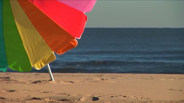 Farbenfrohe Urlaubsziele am Strand. — Stockvideo