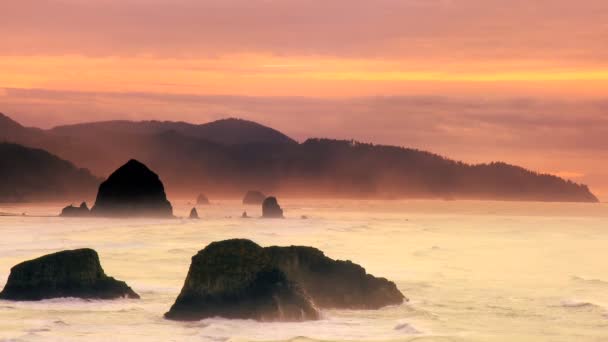 Cannon Beach at sunset — Stock Video