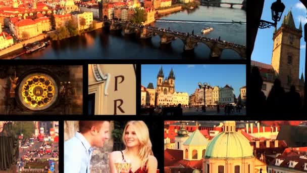 Montagem de fotos de Praga capital da República Checa — Vídeo de Stock