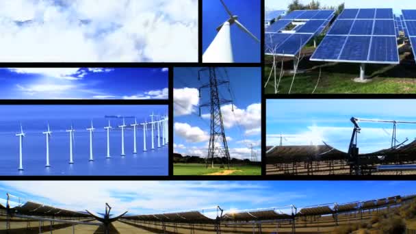 Montagem de imagens em movimento de fontes de energia renováveis e de energia — Vídeo de Stock