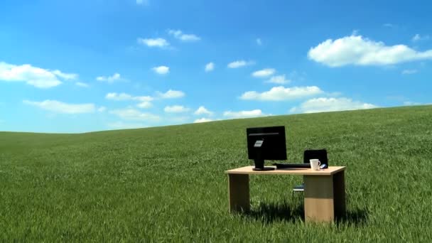 Nowoczesnej technologii w biurze koncepcyjne bez ścian — Wideo stockowe