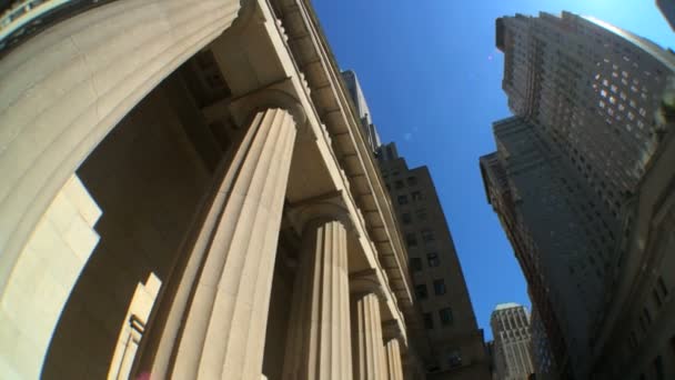 Vista panorâmica dos edifícios de Wall Street, Nova Iorque, EUA — Vídeo de Stock
