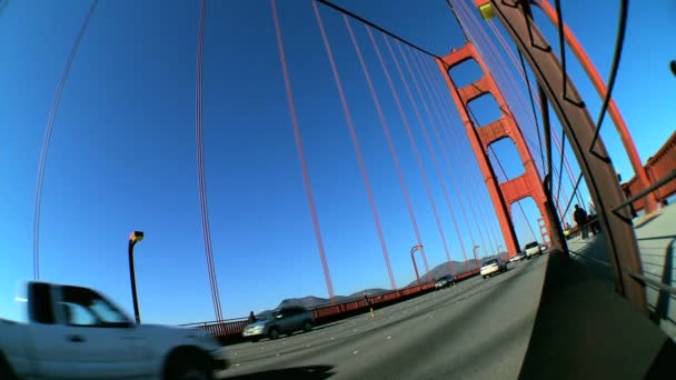 Rybí oko golden gate Bridge — Stock video