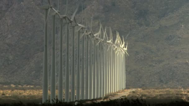 Desert wind power & energia — Stock videók