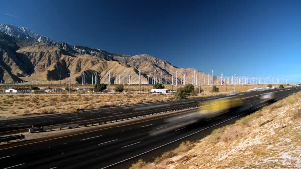 Wind Power & Traffic Time-lapse — Stock Video