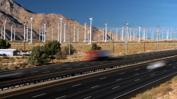 Wind Power & Traffic Time-lapse — Stock Video