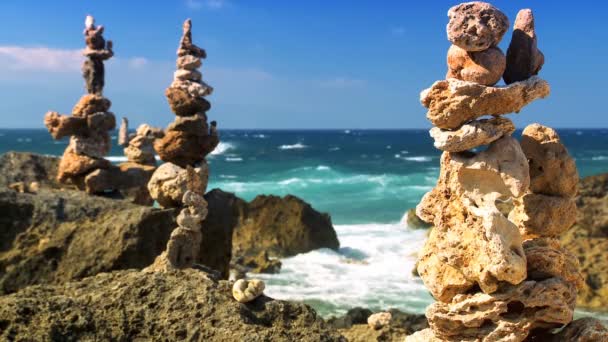 海の背後にある静かな石庭 — ストック動画