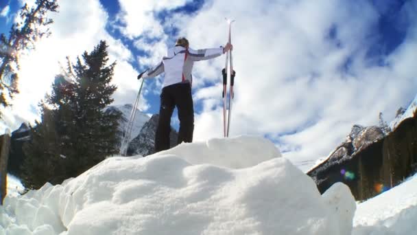 Winter Skiing Success — Stock Video