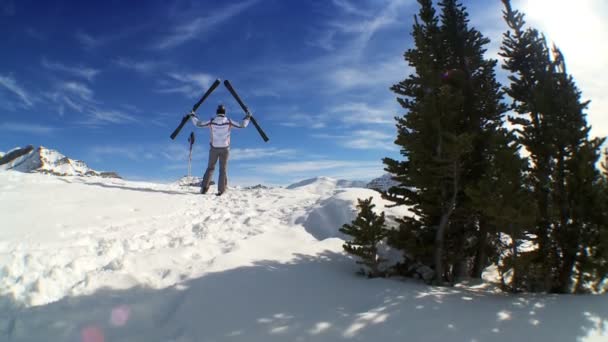 Female Skiing Achievement — Stock video