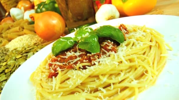 Egészséges olasz élelmiszer — Stock videók