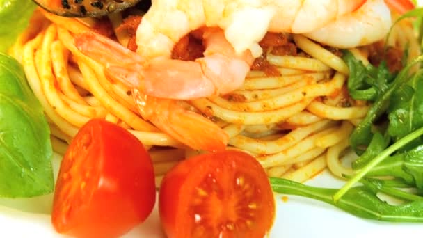 Healthy Seafood Pasta — Stock Video