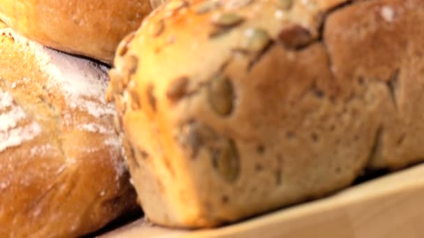 Fresh Healthy Wholegrain Bread — Stock Video