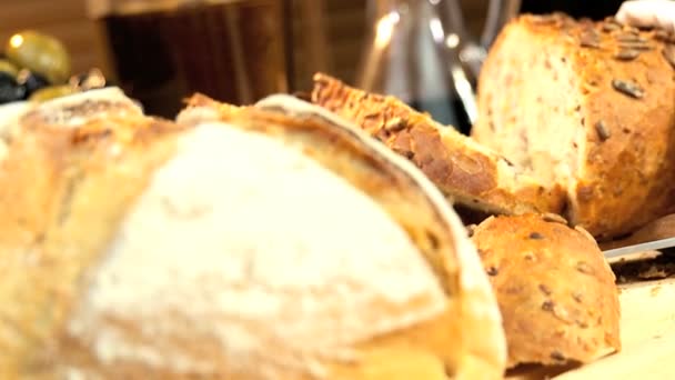 Zdravý chléb výběr — Stock video