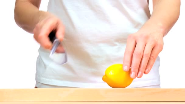 锋利的新鲜柠檬 — 图库视频影像