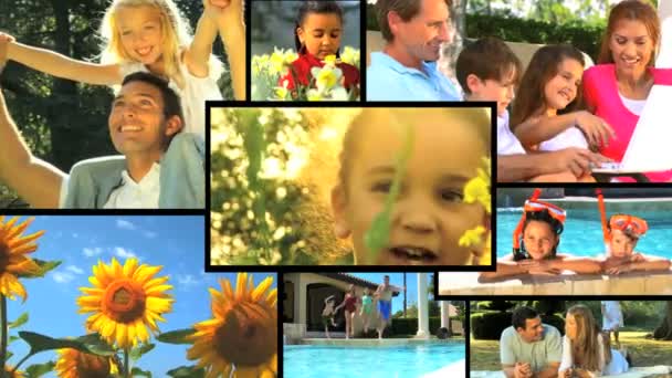 Familjen & barn sommar aktiviteter montage — Stockvideo