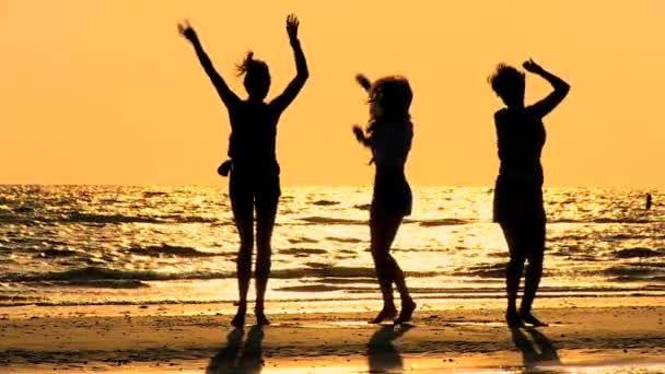 Meninas diversão na praia — Vídeo de Stock