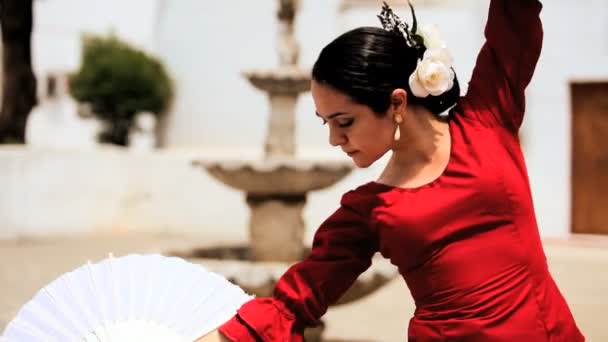 Hermosa bailarina española de flamenco — Vídeos de Stock