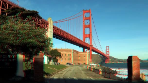 Golden gate bridge w stereoskopowym 3d — Wideo stockowe