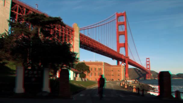 Golden Gate Bridge em 3D estereoscópico — Vídeo de Stock