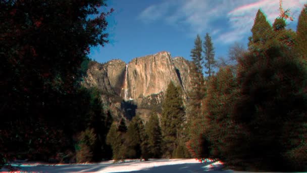 Winter in Yosemite National Park- Stereoscopic 3D — Stock Video