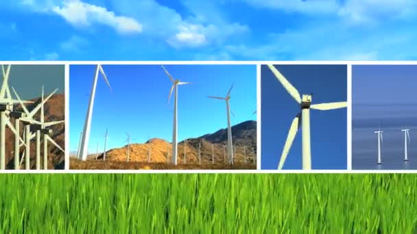 Clean Wind Turbine Energy Montage — 图库视频影像