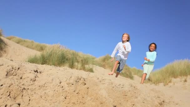 Jeugd plezier op het strand — Stockvideo