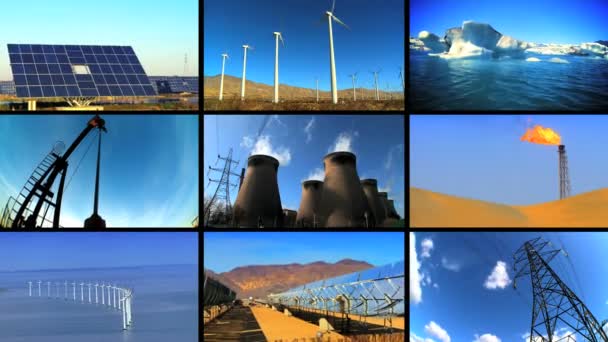 Montage van schone energie & fossiele verontreiniging — Stockvideo