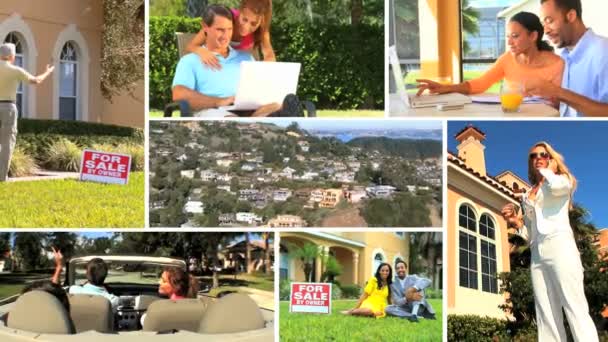 Montaje del Mercado Inmobiliario Suburbano — Vídeo de stock