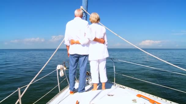 Seniors απολαμβάνοντας yachting χαλάρωση — Αρχείο Βίντεο