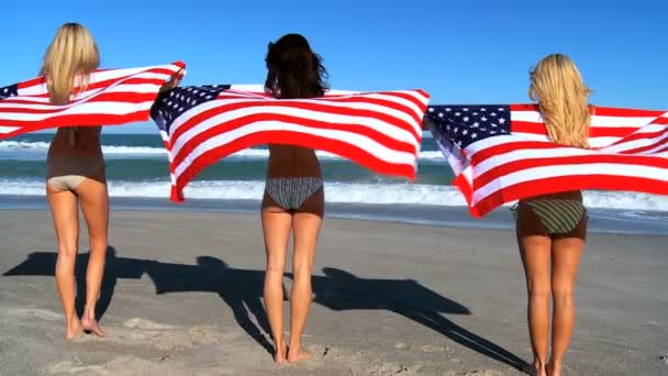 Chicas playa americano — Vídeo de stock