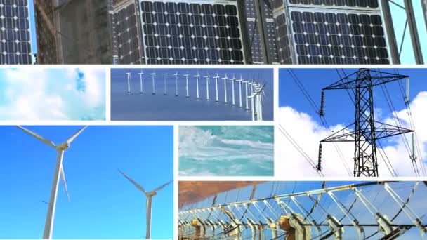 Montaje de producción de energía eólica y solar — Vídeo de stock