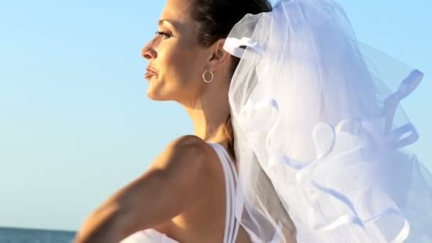 Bride with Veil in Close-up — Stock Video