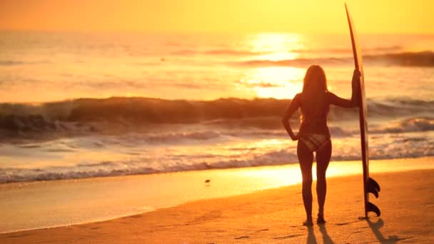 Model Girl at Sunrise — Stock Video