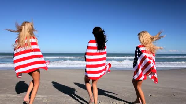 Американские пляжные девушки — стоковое видео