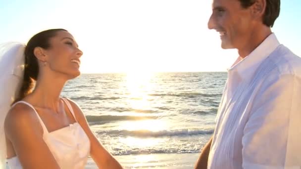 Beach Wedding Kiss Stock Video