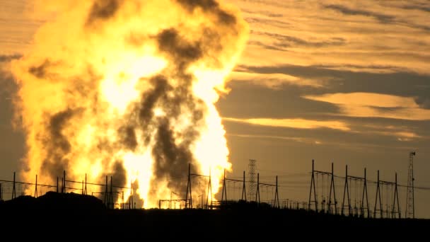 Desert Energy Production Steam at Sunrise — Stock Video