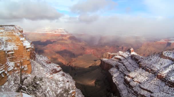 Felhők felett Grand Canyon hó — Stock videók