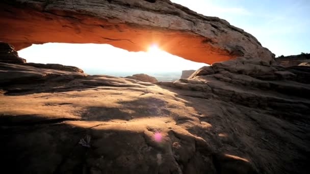 Sunrise on Mesa Arch Sandstone Formation, Utah — Stock Video