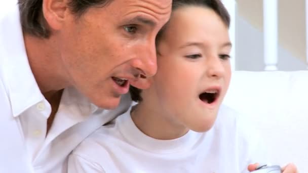 Father & Son with Games Console — Stock Video