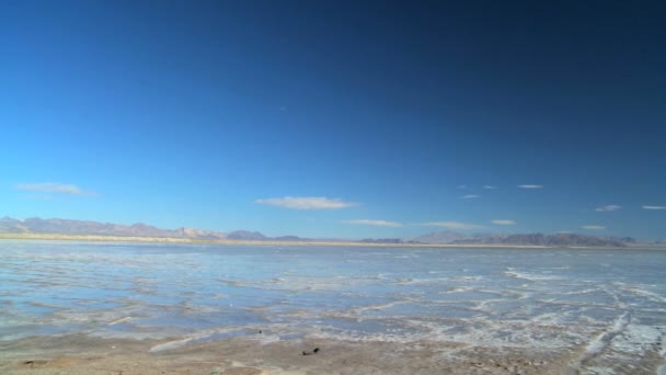 Terre piatte di un immenso lago salato — Video Stock