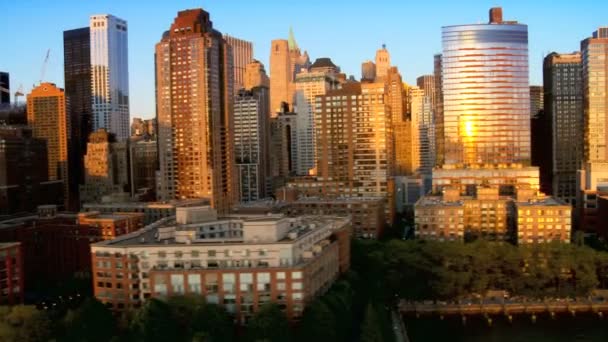 Veduta aerea del distretto finanziario, Battery Park e Harbor, New York, Stati Uniti — Video Stock