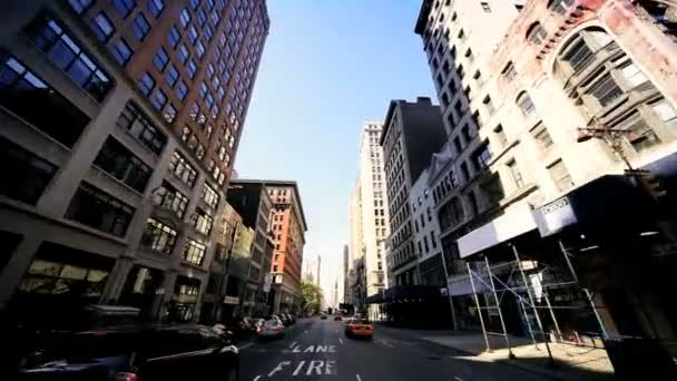 P.O.V водіння в бік будівлі Флетайрон, Манхеттен, США — стокове відео